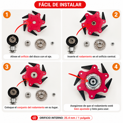 Cuchilla de acero de 6 dientes para césped (accesorios incluidos)