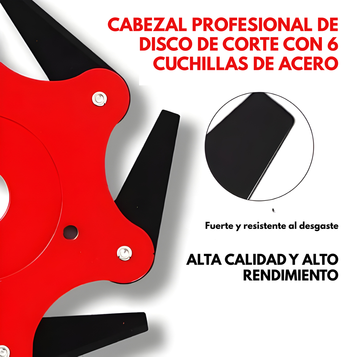 Cuchilla para césped con 6 dientes de acero (accesorios incluidos)