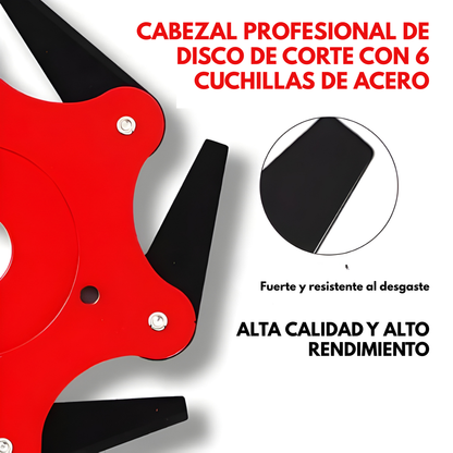 Cuchilla para césped con 6 dientes de acero (accesorios incluidos)