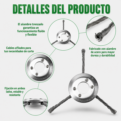 El Cabezal Del Cortacésped Tiene 3 Ramas Tejidas Con Alambre De Acero Resistente