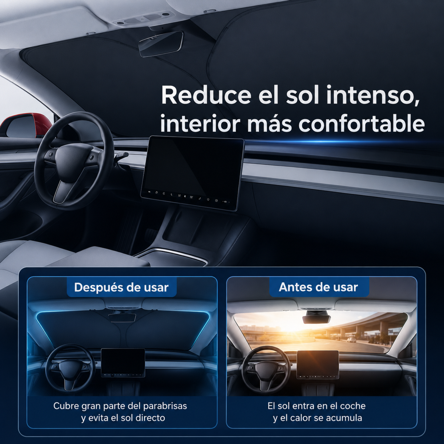 Parasol Térmico Anti-UV para Coche 145 × 80 cm – Interior Más Fresco y Protegido