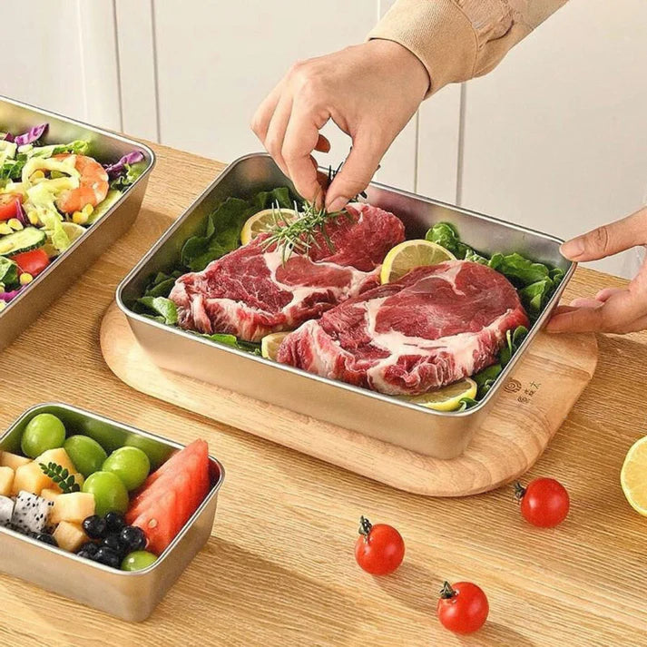 Cajas Para Tapa De Bandeja De Servicio De Acero Inoxidable (22x15x6cm)