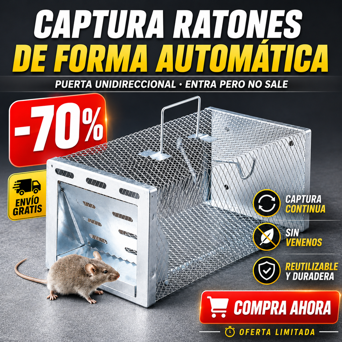 BestSeller™ -Trampa Humanitaria De Jaula Para Atrapar Ratas, Ratones Y Ardillas Vivas