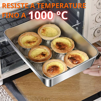 BANDEJA DE ACERO INOXIDABLE 304 PREMIUM - Mantiene los alimentos frescos hasta 5× más tiempo