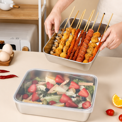 Recipiente Multiusos De Acero Inoxidable 304 Con Tapa De Silicona: Ultraligero, Seguro y Conserva-Nutrientes