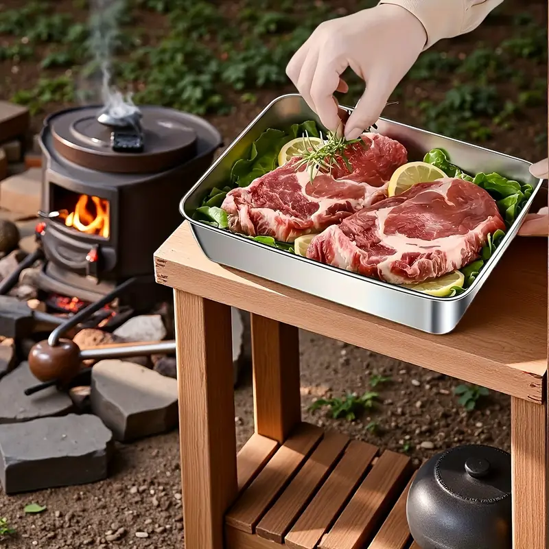Bandeja de acero inoxidable 304 – Una solución segura y práctica para conservar los alimentos (25×20×6 cm)