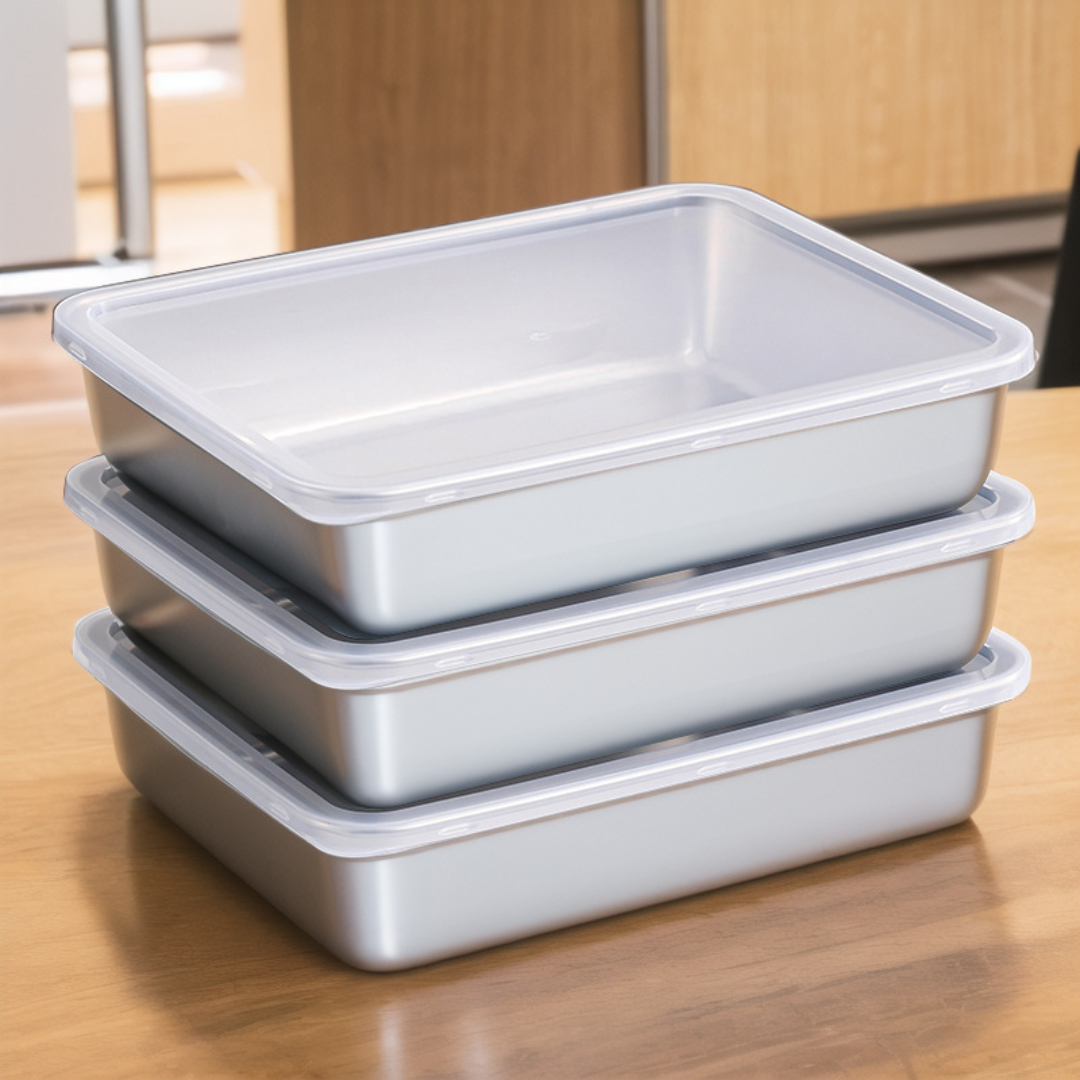 Recipiente para Alimentos de Acero Inoxidable 304 – Frescura Prolongada y Máxima Seguridad (25x20x5 cm)