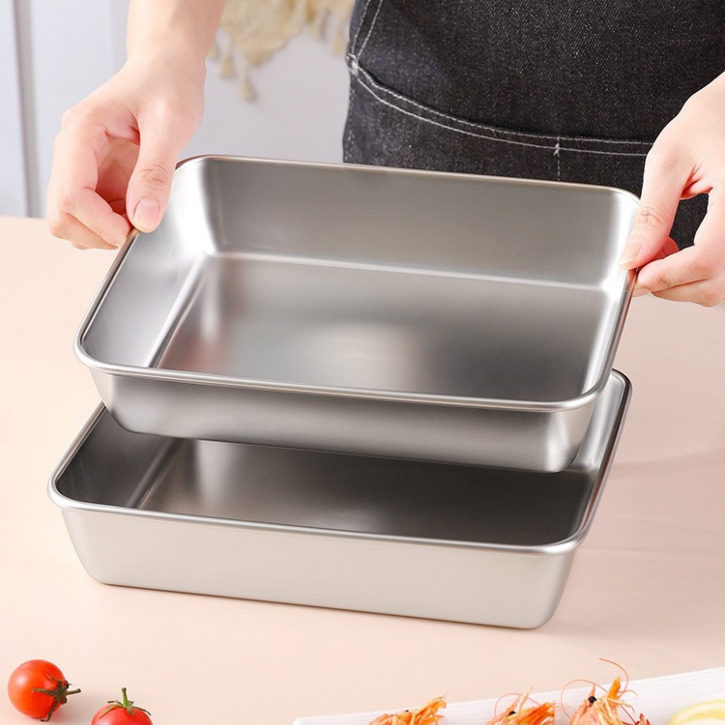 BANDEJA DE ACERO INOXIDABLE 304 PREMIUM - Mantiene los alimentos frescos hasta 5× más tiempo