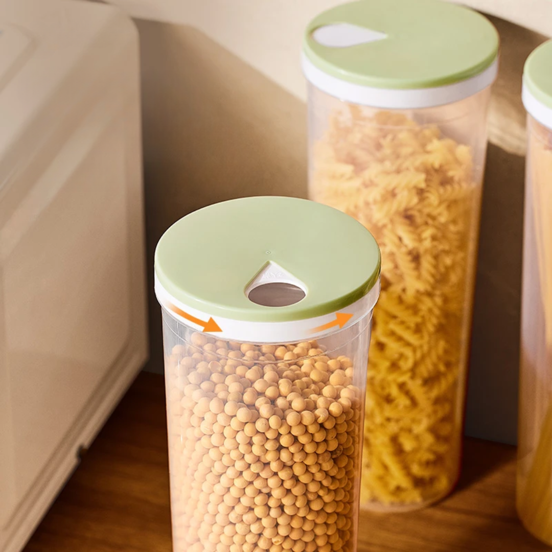 Contenedor de almacenamiento para espaguetis, cereales y otros alimentos, hecho de plástico PP5 de alta calidad y diseño versátil