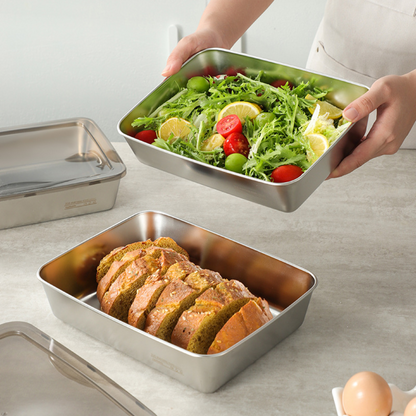 Recipiente para Alimentos de Acero Inoxidable 304 – Frescura Prolongada y Máxima Seguridad (25x20x5 cm)