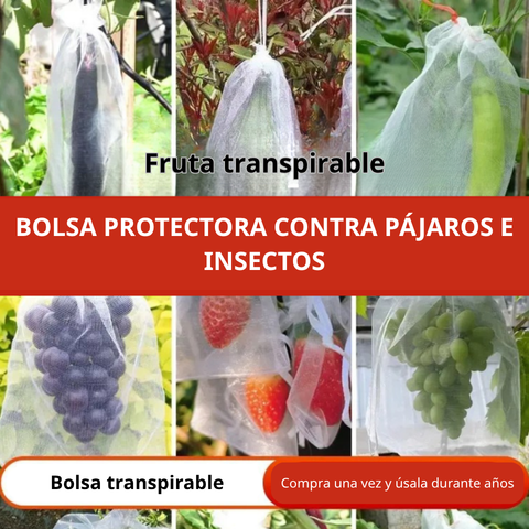 Sacos de malla transpirables y reutilizables para la protección de frutas y verduras – Protege contra insectos, moscas de la fruta y aves