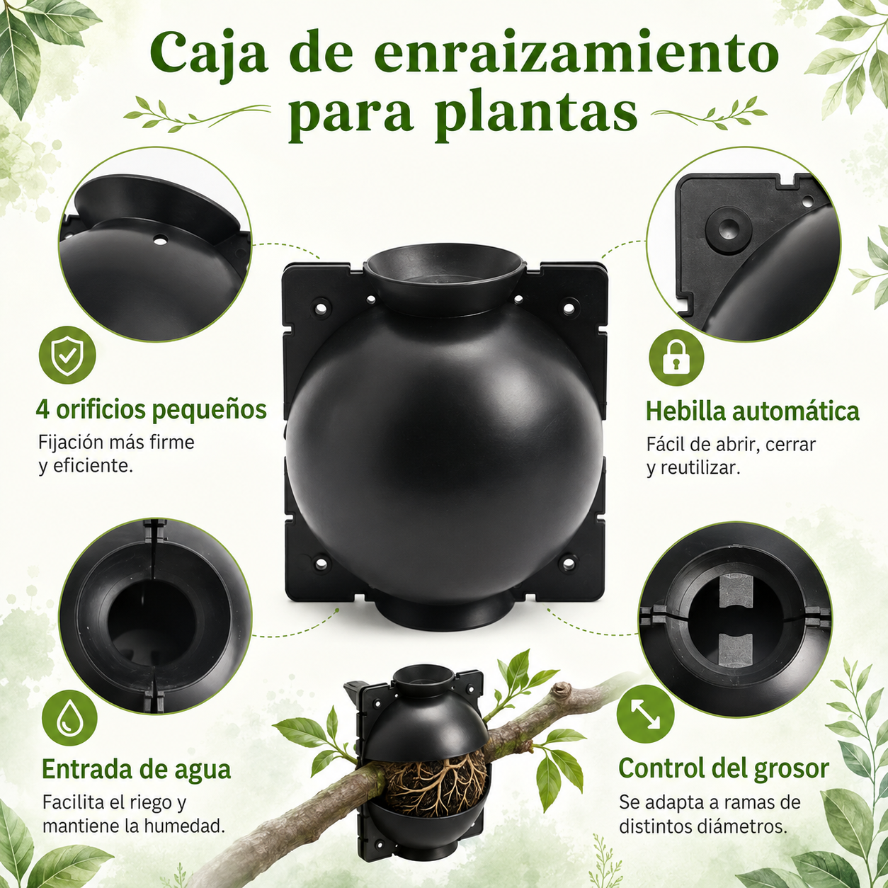 Caja de Enraizamiento para Acodo Aéreo – Pack de 10 Reutilizable para Propagación de Plantas