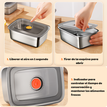 Recipiente Hermético De Acero Inoxidable 316 Antibacteriano (19x14x6cm)