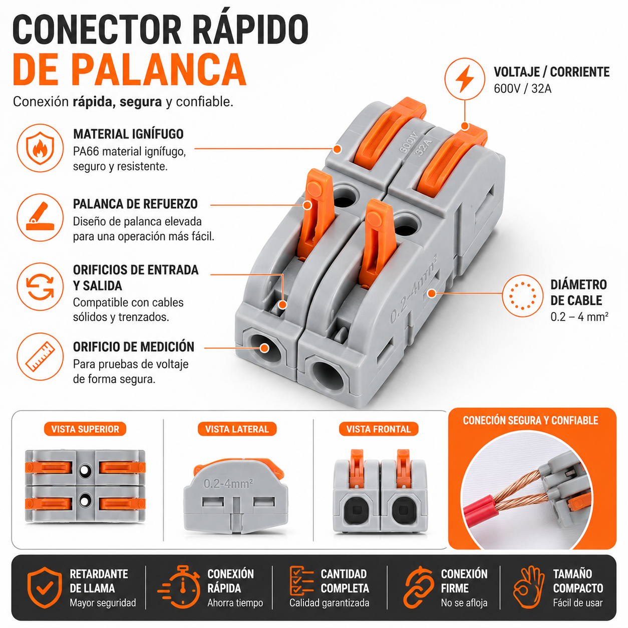 Juego De 34 Pares De Conectores Eléctricos Rápidos Con Palanca Reutilizables De 2 Puertos