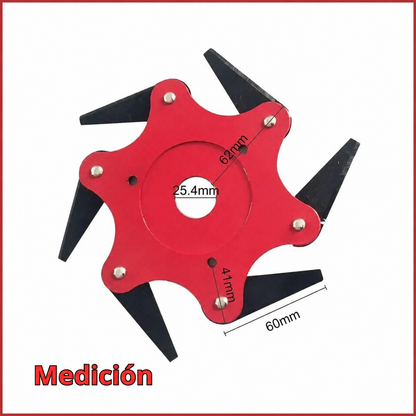 Cabezal cortacésped de 6 dientes de acero al manganeso — Corta sin parar, sin cambiar el hilo (Incluye kit de adaptadores)