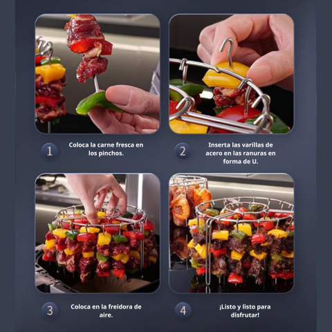 Soporte Para Brochetas Para Freidora De Aire - ¡La Solución Perfecta Para Comidas Deliciosas!