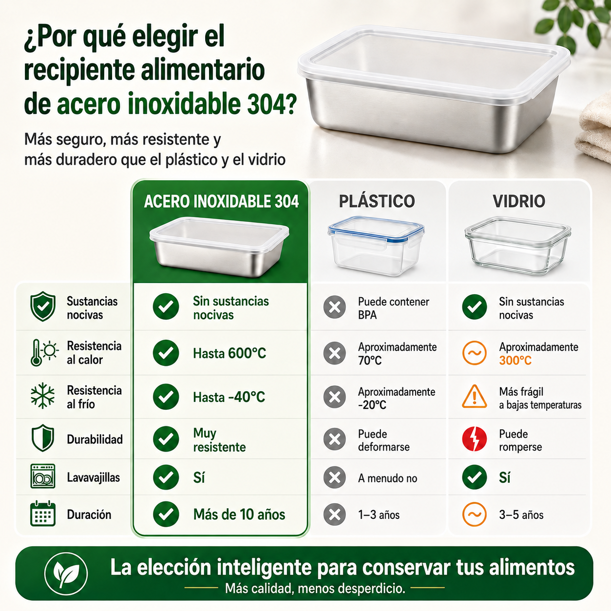 Cajas Para La Conservación De Alimentos, Bandeja Rectangular (25x20x5 cm)
