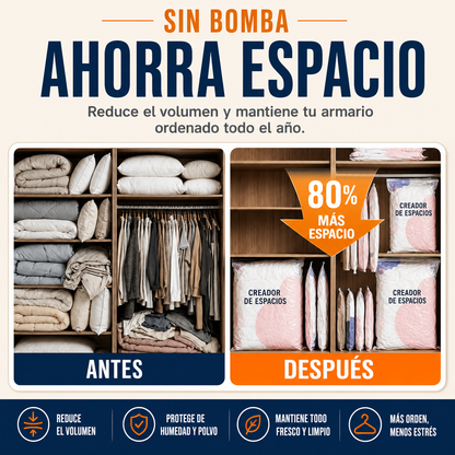 Bolsas De Almacenamiento Al Vacío 3D Sin Bomba – Compresión Rápida En 3 Segundos