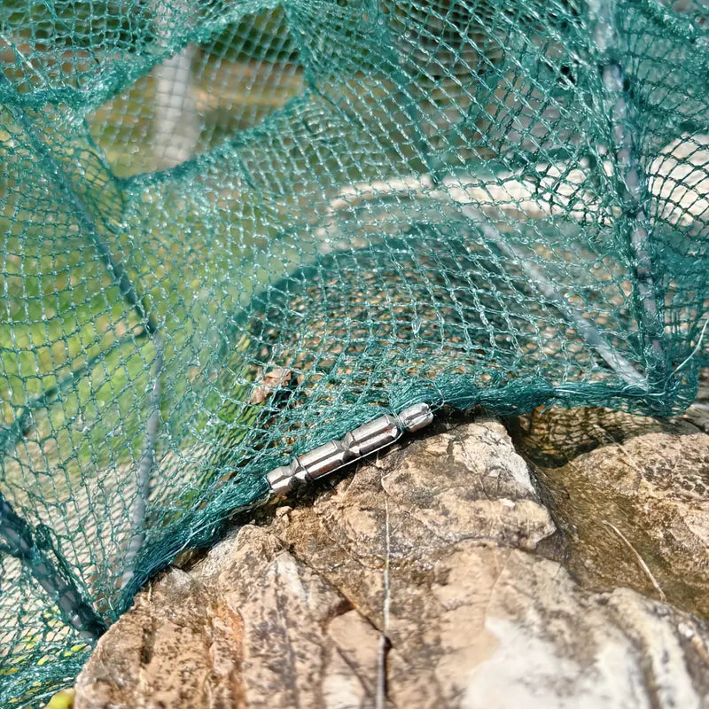Jaula De Pesca Plegable De Nailon Verde Duradero – Diseño Grueso Y Sin Nudos Para Camarones Y Anguilas, Ideal Para Pescar En Ríos Y Lagos