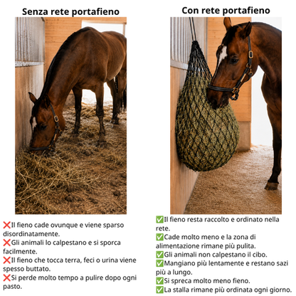 Rete Porta-Fieno XL – Fino al 90% di Fieno in Meno Sprecato