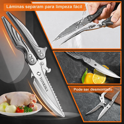 Tijeras Desmontables Para Cortar Huesos De Pollo, Tijeras De Cocina Multifuncionales De Acero Inoxidable, Afiladas Y Resistentes (Color Plata)