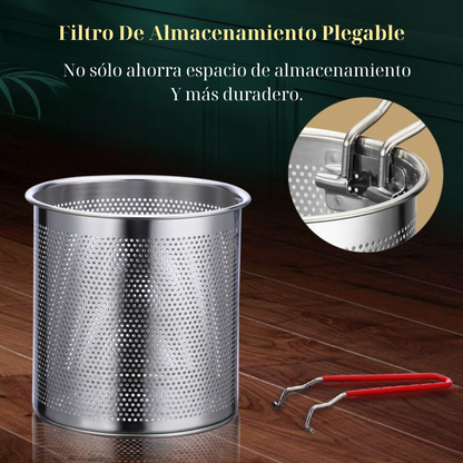 Sartén Multifuncional De Acero Inoxidable 304, Sartén Con Filtro Para Ahorrar Aceite (Puede Utilizarse Para Placas De Inducción)