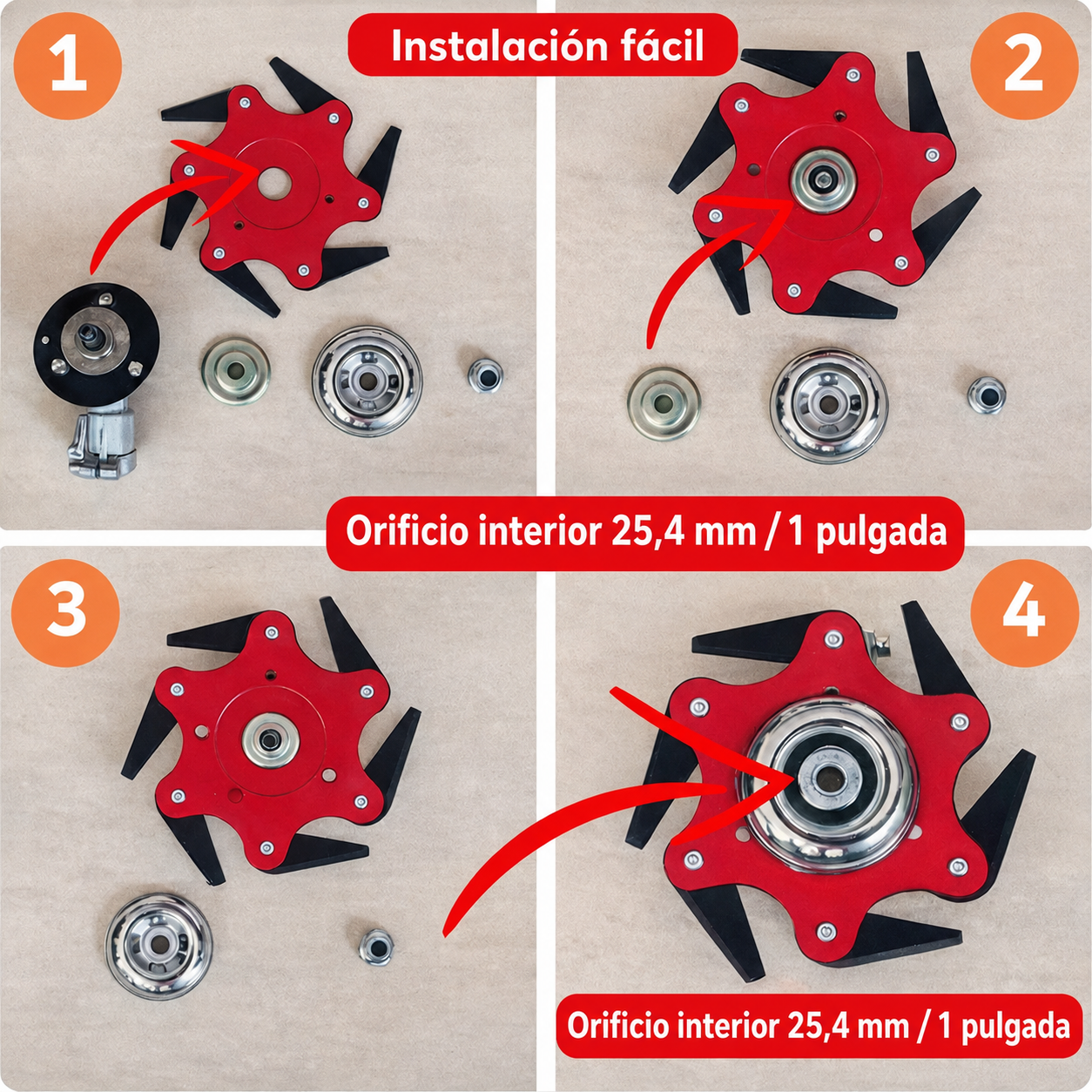 Disco de acero potente con 6 dientes – set con accesorios