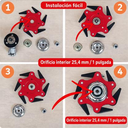Disco de acero potente con 6 dientes – set con accesorios