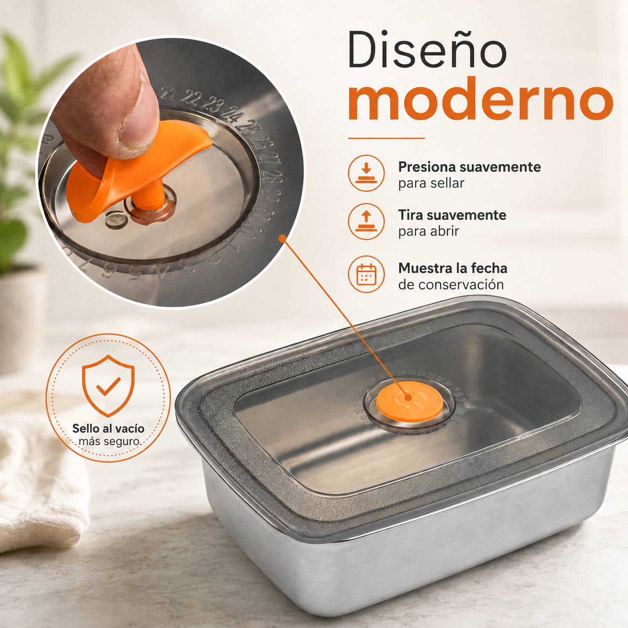 Recipiente de acero inoxidable 316 con capacidad de 1000 ml – Solución segura y práctica para el almacenamiento de alimentos (19 × 14 × 6cm)
