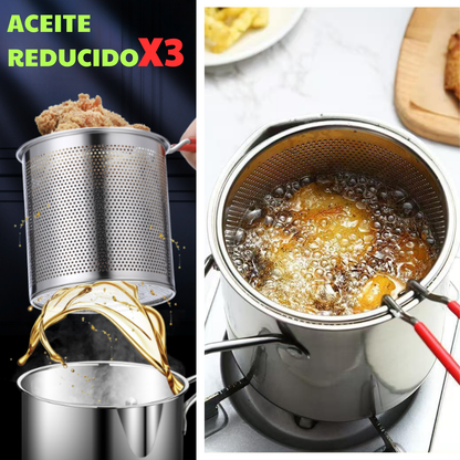 Sartén Multifuncional De Acero Inoxidable 304, Sartén Con Filtro Para Ahorrar Aceite