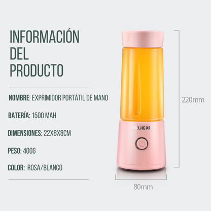 Licuadora y Exprimidor Eléctrico USB Portátil de 500ml – Multifuncional para Jugos y Alimentos