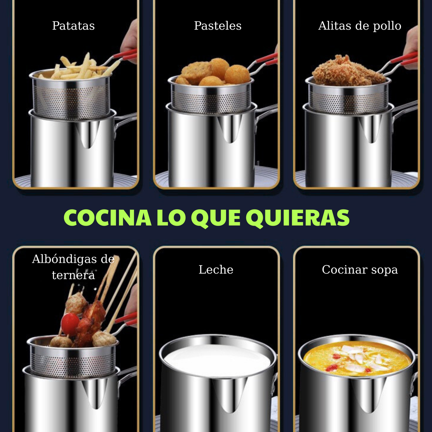 Sartén Multifuncional De Acero Inoxidable 304, Sartén Con Filtro Para Ahorrar Aceite