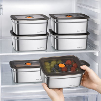 Recipiente Grande Para Alimentos Al Vacío De Acero Inoxidable Antibacteriano De 1000ml