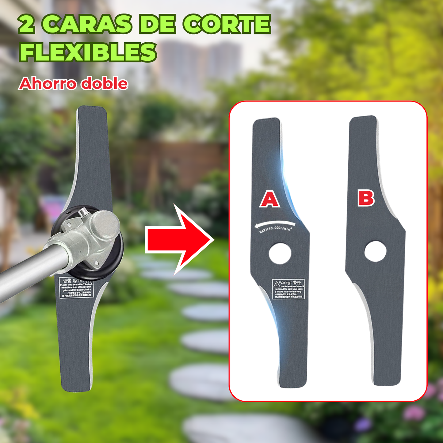 Cuchilla de Acero SK4 de Doble Cara para Cortacésped - Acero SK4 afilado, resistente al desgaste y al óxido