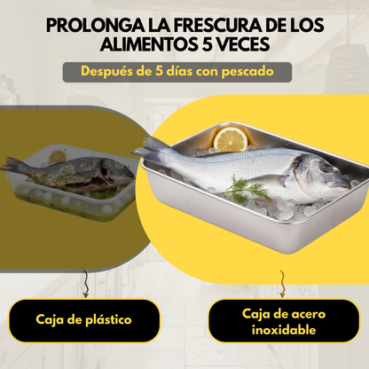 [Compra 6 y llévate 3 gratis] Recipiente para Alimentos de Acero Inoxidable 304 – Frescura Prolongada y Máxima Seguridad