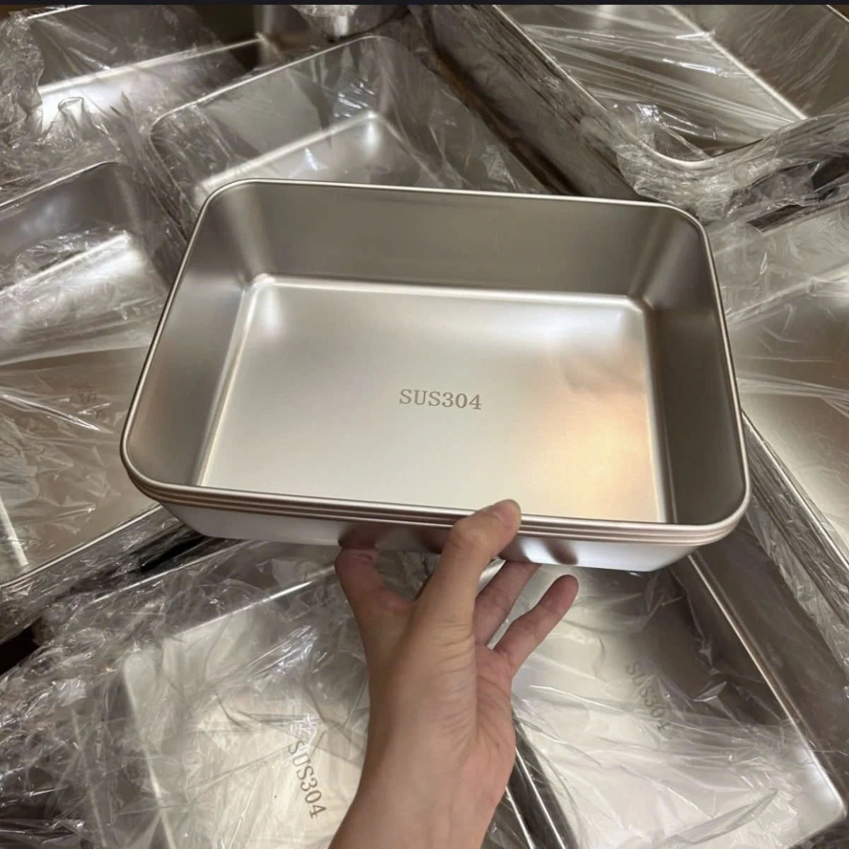 Contenedores de acero inoxidable SUS304 (25 × 20 × 6 cm)
