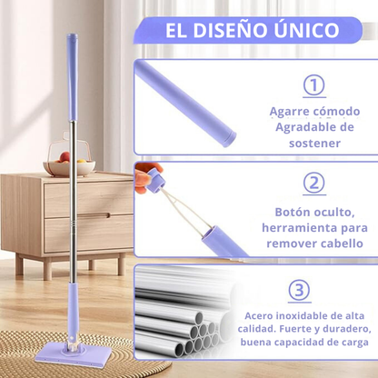 Mini Mop con Cambio de Paño, Diseño de Mango de Empujar-Tirar con Toalla Desechable