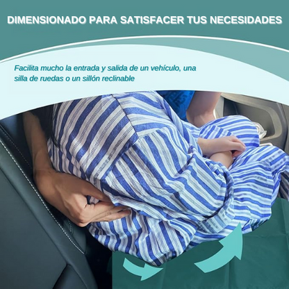 Tela deslizante tubular utilizada para el traslado de pacientes en hospitales y para el cuidado a domicilio de ancianos y personas con discapacidad.