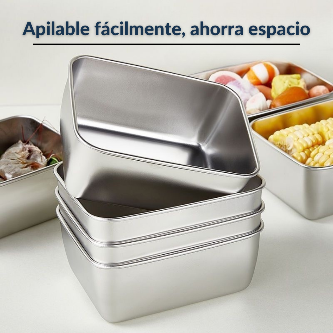 Bandeja Mini de Acero Inoxidable Estilo Japonés (13x10x5 cm)