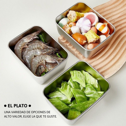 Bandeja Mini de Acero Inoxidable Estilo Japonés (13x10x5 cm)