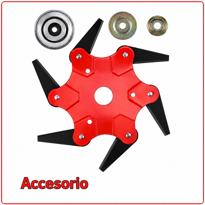 Cuchilla de acero de 6 dientes para césped (accesorios incluidos)