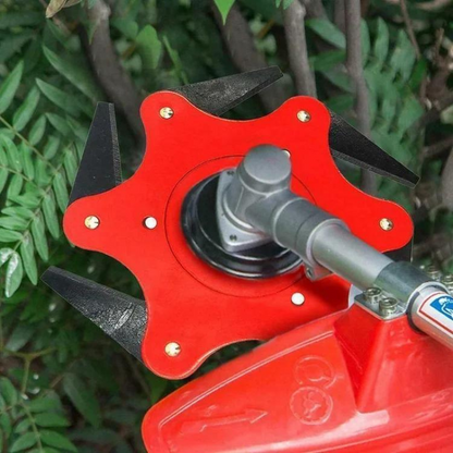 Cabezal cortacésped de 6 dientes de acero al manganeso — Corta sin parar, sin cambiar el hilo (Incluye kit de adaptadores)