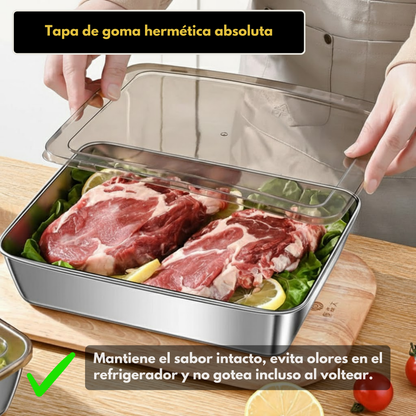 [Compra 6 y llévate 3 gratis] Recipiente para Alimentos de Acero Inoxidable 304 – Frescura Prolongada y Máxima Seguridad