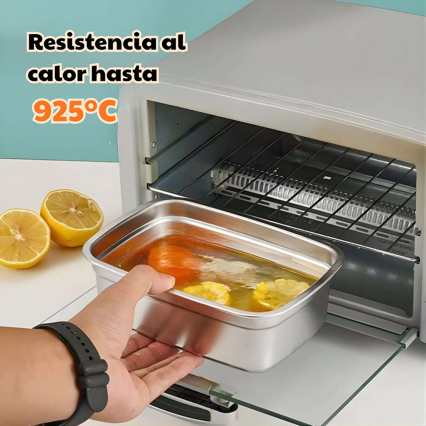 Recipiente Hermético De Acero Inoxidable 316 Antibacteriano (19x14x6cm)