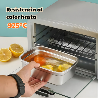 Recipiente Hermético De Acero Inoxidable 316 Antibacteriano (19x14x6cm)