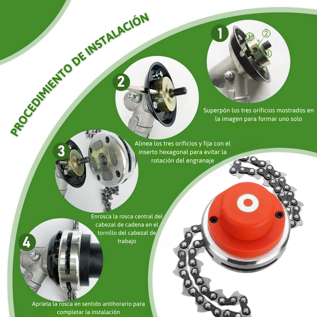 Cabezal de corte con cadena – Potente accesorio universal para desbrozadoras