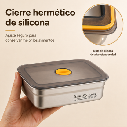 Recipiente de Alimentos de Acero Inoxidable 316 Premium - Sellado al Vacío, Antibacteriano y Máxima Seguridad