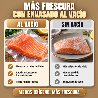 Selladora Al Vacío Para Alimentos Para La Conservación Prolongada De Alimentos - Incluye 100 Bolsas Al Vacío Gratuitas