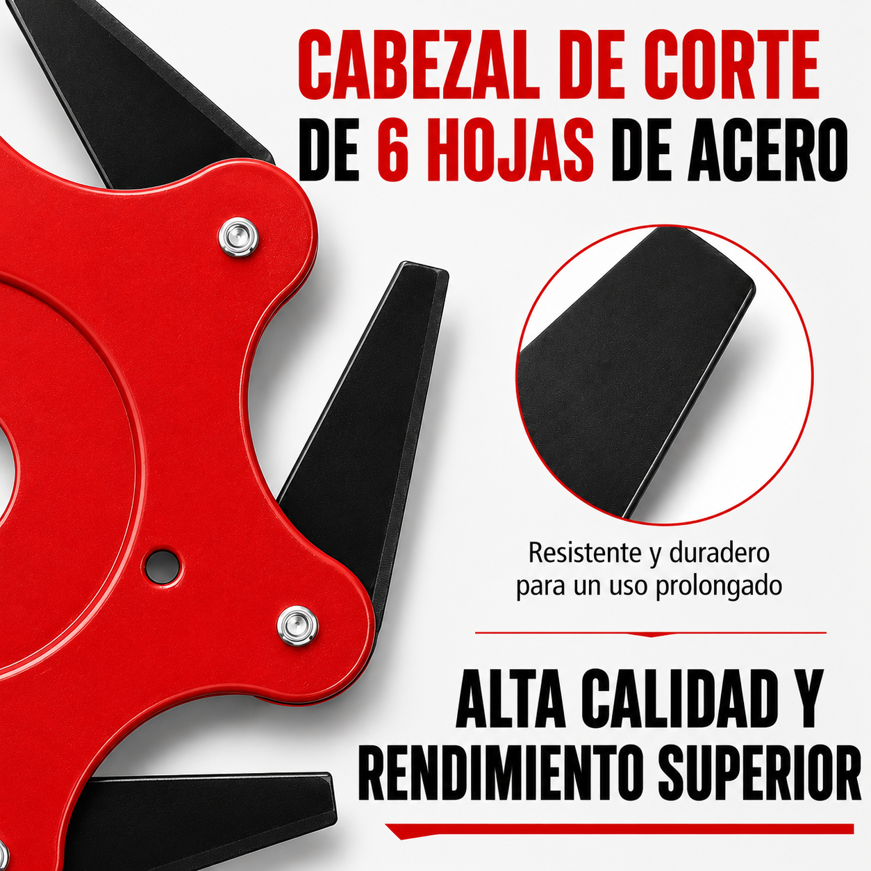 Cabezal De Corte De 6 Dientes De Acero (Accesorios Incluidos)