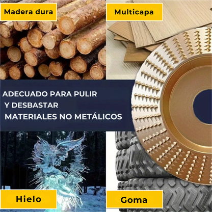 Set de 3 Discos de Desbaste de Acero al Carbono para Madera (Plano - Curvo - Inclinado)